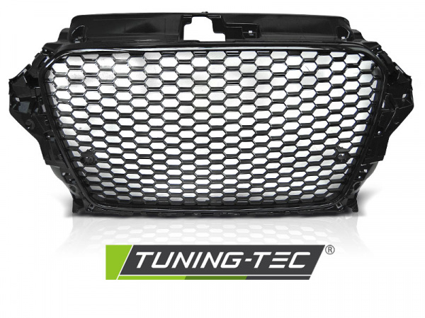 Upgrade Sportgrill / Kühlergrill für Audi A3 8V 12-16 Hochglanz schwarz in Wabendesign